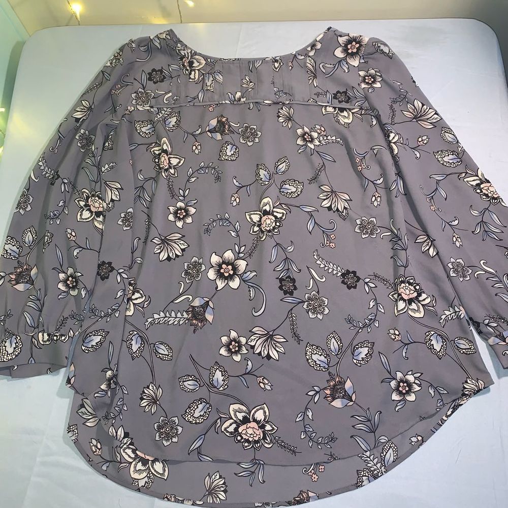 Loft Plus Blouse, Purple w/ Floral Print, 18W